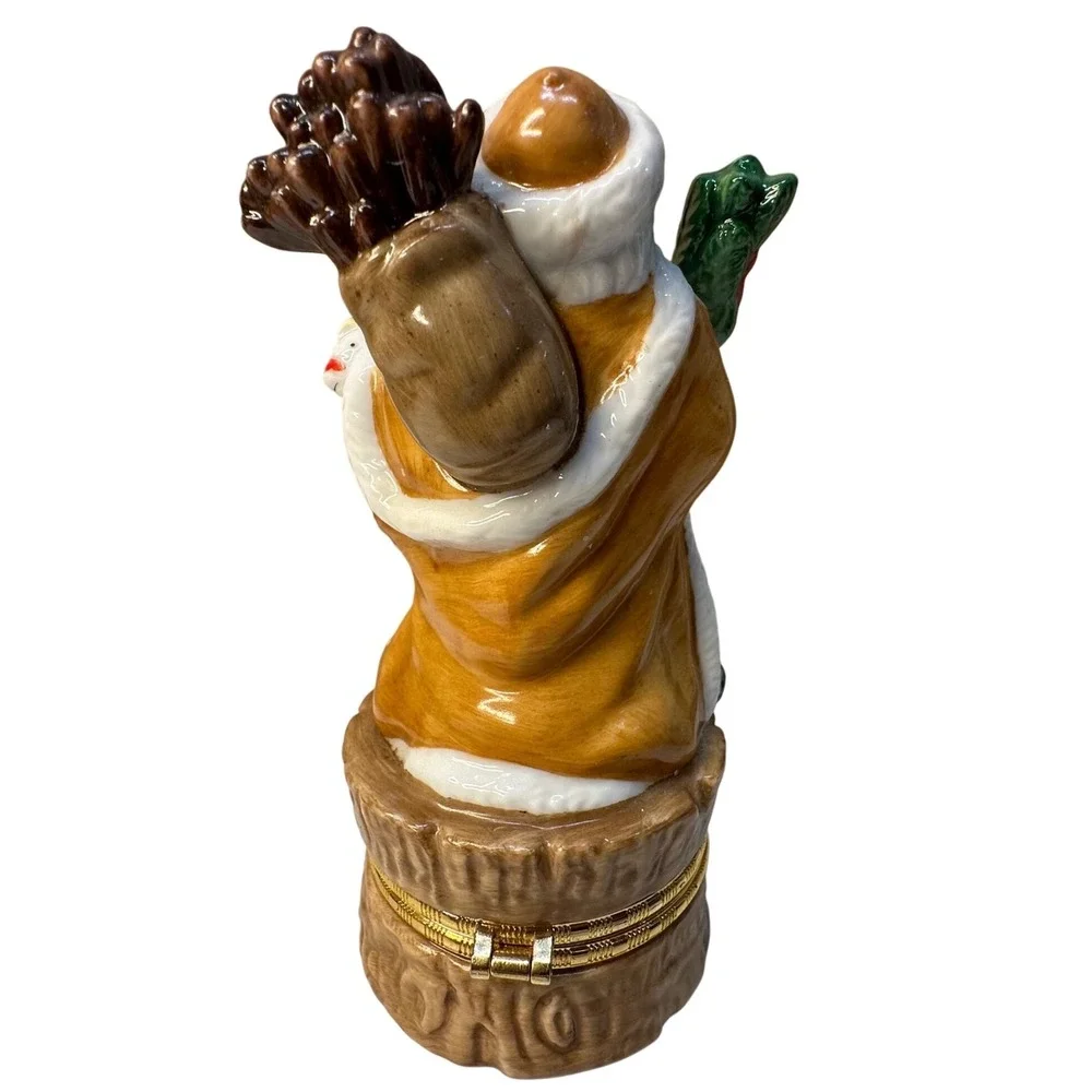 Santa Claus Trinket Box Ceramic Holiday Figurine Storage Pinecone‎ Toys